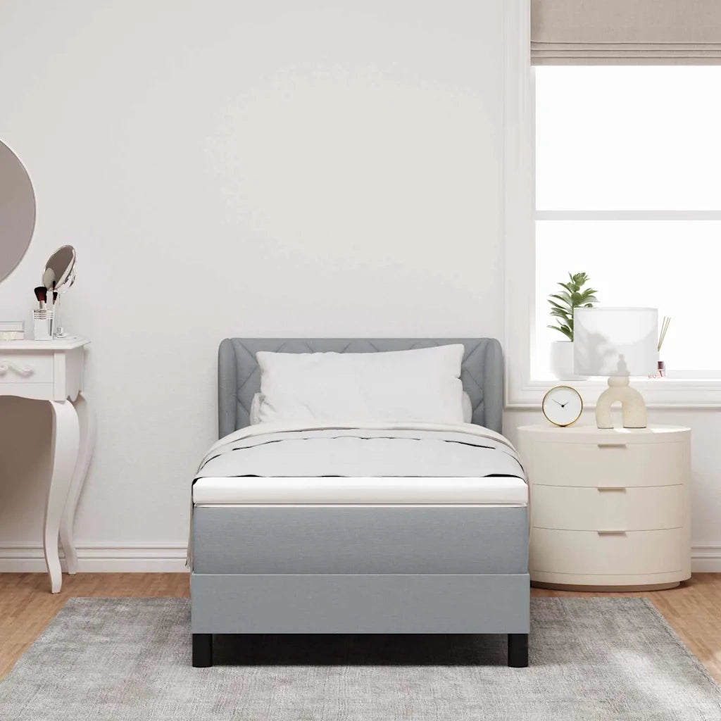 Letto a molle con materasso Grigio chiaro 100 x 200 cm Tessuto 3340073