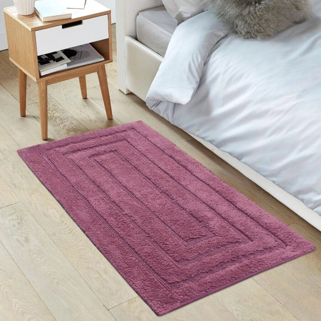 Tappeto Bagno 50x110 cm Puro Cotone Elegante Lussuoso Morbido Scendiletto Antiscivolo Porpora