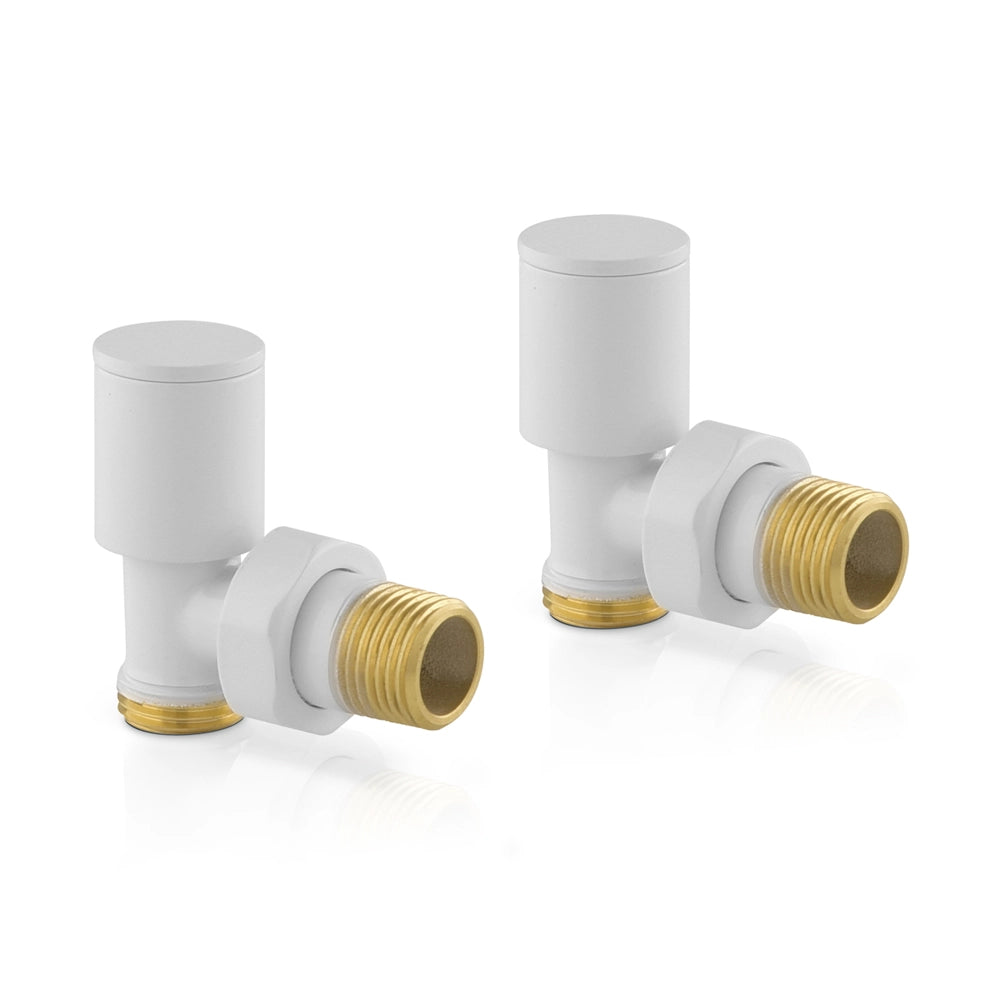 Valvole termoarredo tonde bianche con attacco G 1/2 e raccordo rame da 12 mm