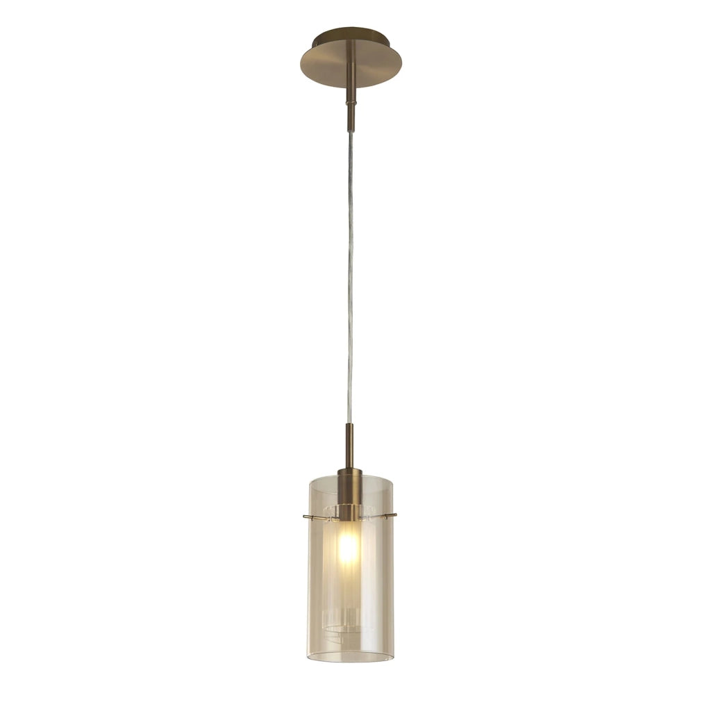 Sospensione Contemporanea Duetto 3 Acciaio Ottone Vetro 1 Luce E14