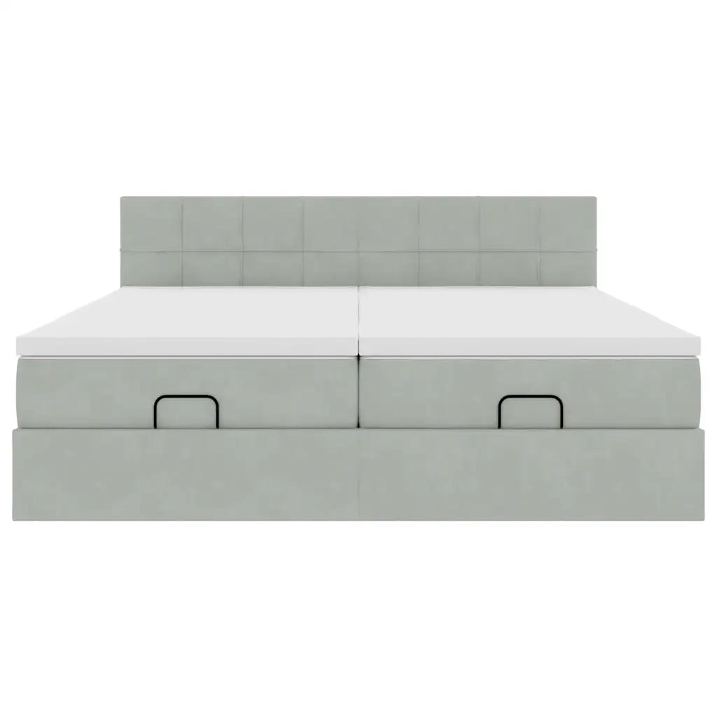 Struttura Letto Pouf con Materassi 200x200 cm Velluto 3312080