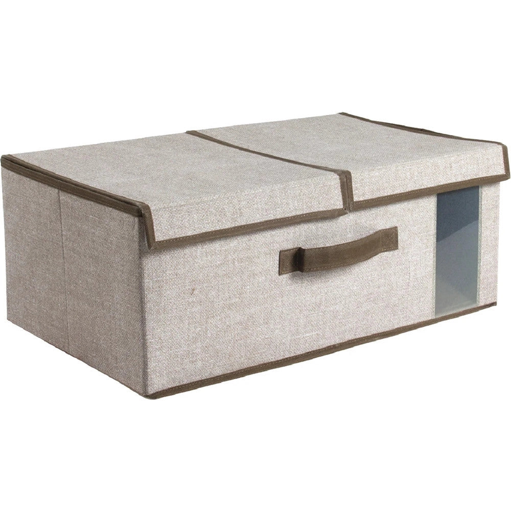 Trade Shop - Contenitore Salvaspazio In Tnt Ripiegabile Con 2 Aperture Maniglia Finestra 50x30x20cm -