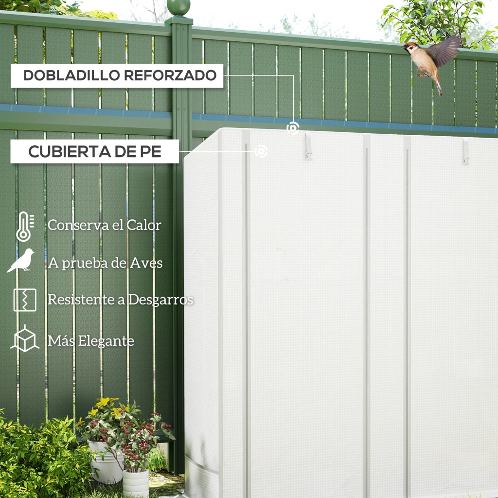 Serra da Giardino con 3 Ripiani e 2 Porte a Rullo ¨C Zephmum ¨C 144x48x152 cm Bianco