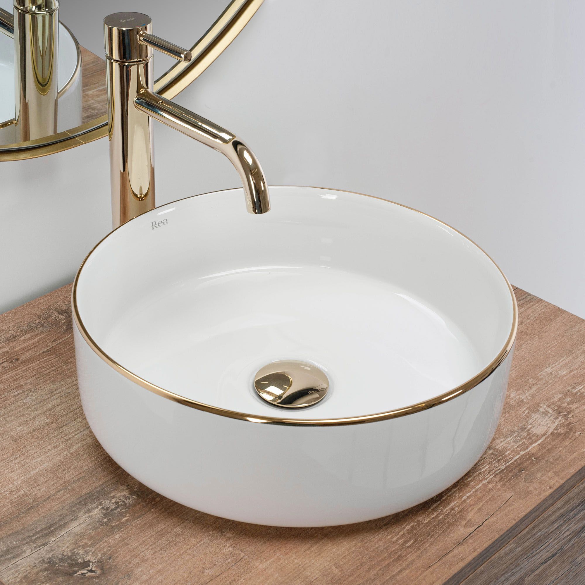 Lavabo Da Appoggio Rea Sami Gold Edge