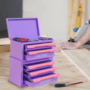 Mobile contenitore con 5 cassetti impilabili in acciaio, per cosmetici e accessori, rosa e viola, per camera da letto e bagno