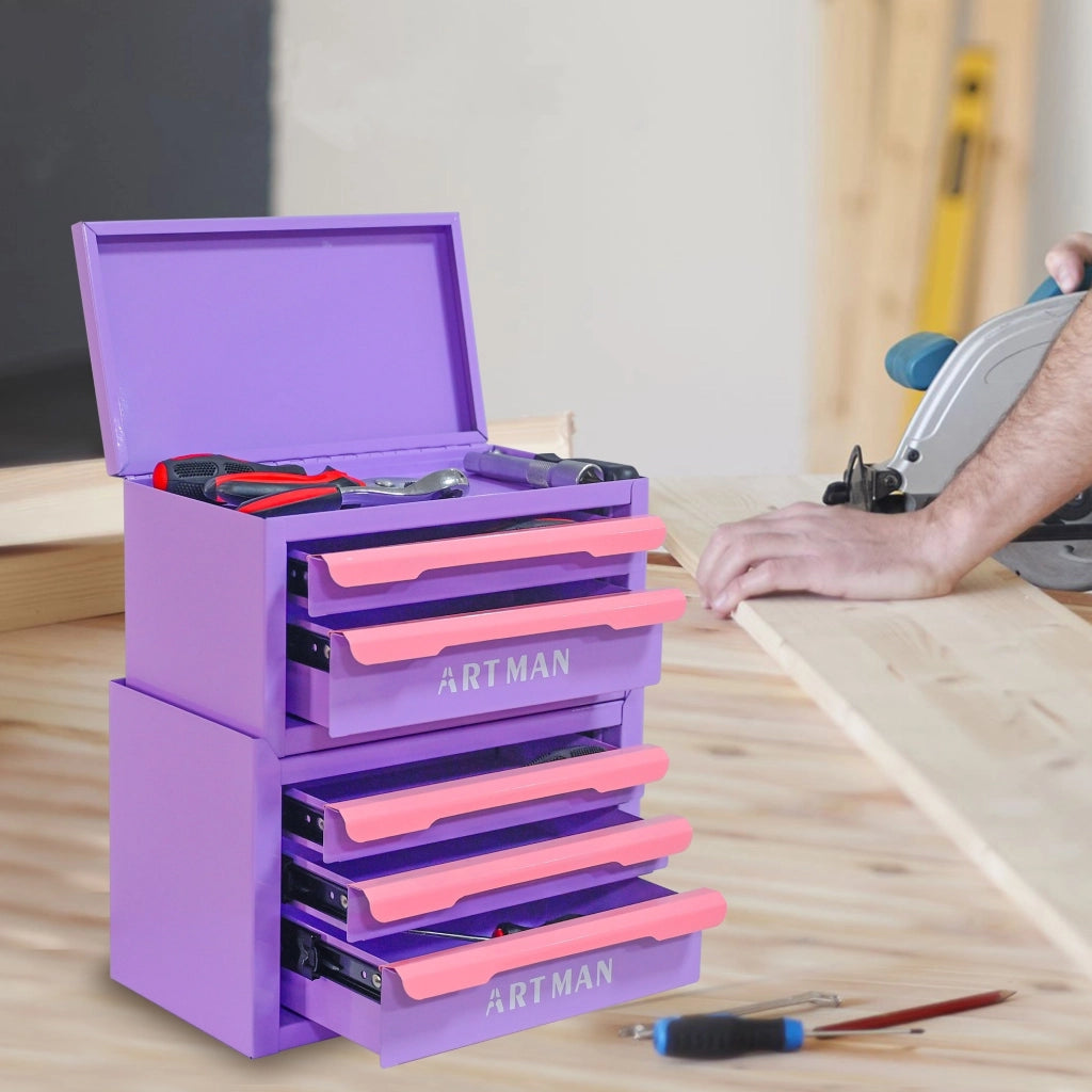 Mobile contenitore con 5 cassetti impilabili in acciaio, per cosmetici e accessori, rosa e viola, per camera da letto e bagno