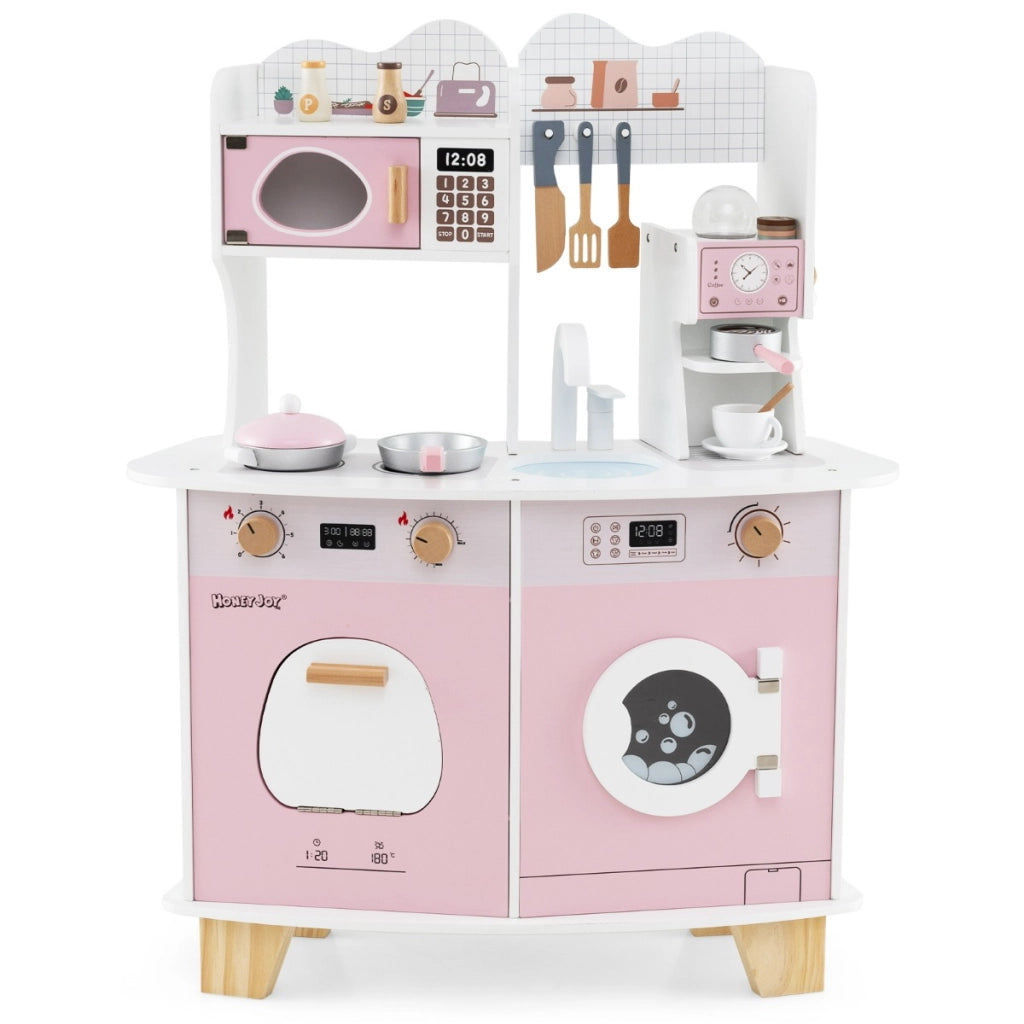 Set cucina giocattolo in legno per bambini, Set cucina per bambini da 3+ anni Rosa