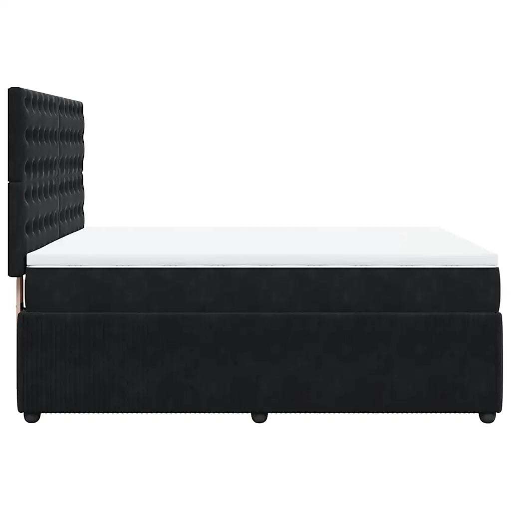 Giroletto a Molle con Materasso Nero 140x190 cm in Velluto