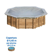 Copertura Invernale in PVC 580 gr/m² per piscine in legno Gre - Copertura Invernale In Pvc 580 Gr/m² Per Piscine In Legno Gre  Copertura Invernale 8,92 X 4,95 M Per Piscina Ottagonale Allungata In Legno Gre 8,52 X Dimensione piscina: Ø 4.12 m