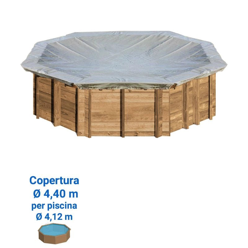 Copertura Invernale in PVC 580 gr/m² per piscine in legno Gre - Copertura Invernale In Pvc 580 Gr/m² Per Piscine In Legno Gre  Copertura Invernale 8,92 X 4,95 M Per Piscina Ottagonale Allungata In Legno Gre 8,52 X Dimensione piscina: Ø 4.12 m