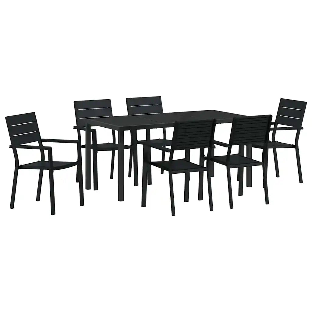 Set da Pranzo per Giardino 7 pcs Nero 3379146
