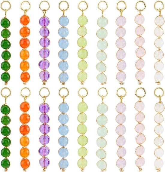 Sleutelhanger a cristalli colorati 18 pezzi con pietre preziose e pennelli - Mix di colori - 5,5 cm