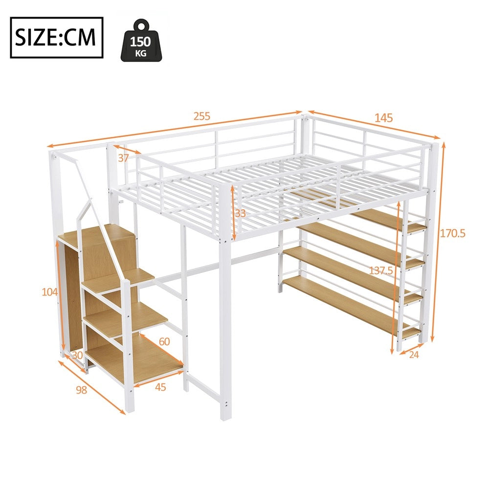Letto a Soppalco Singolo con Armadio e Contenitore ¨C MINIMAL ¨C Bianco 140x200