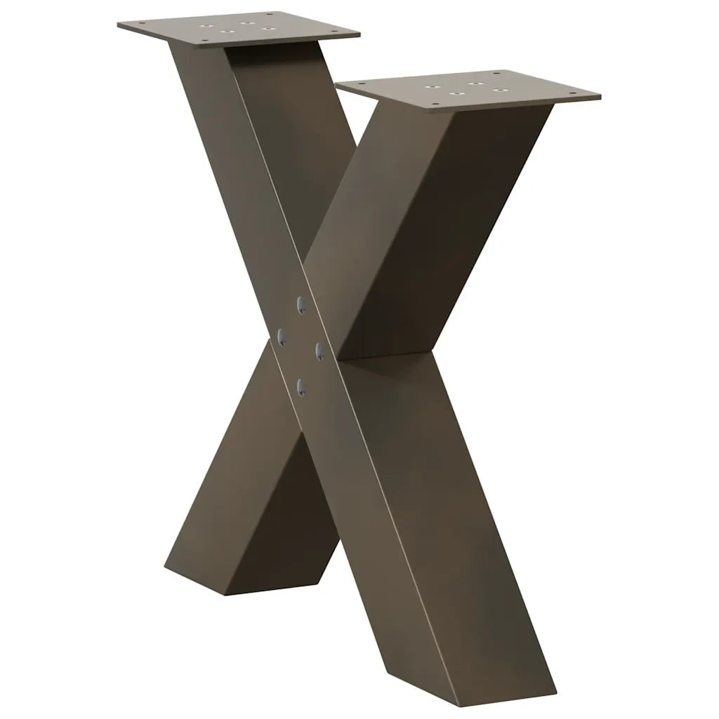 Gambe per Tavolino da Caffè a Forma di X 2 pz Acciaio Naturale 50x(42-43) cm Acciaio 4012959