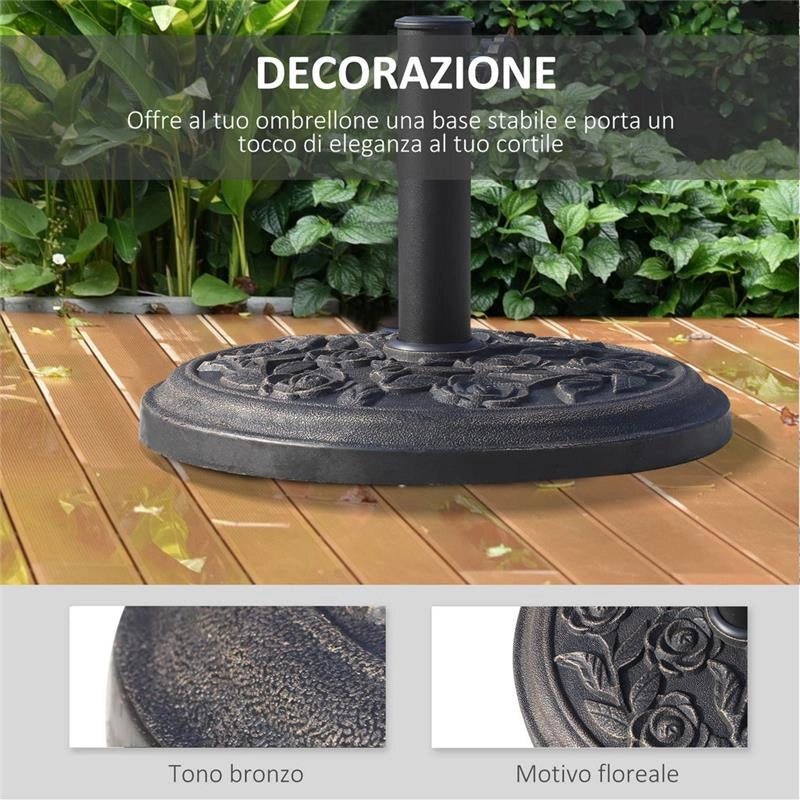 BASE PER OMBRELLONE DA 9 KG IN RESINA PER PALI 38-48MM COLORE BRONZO