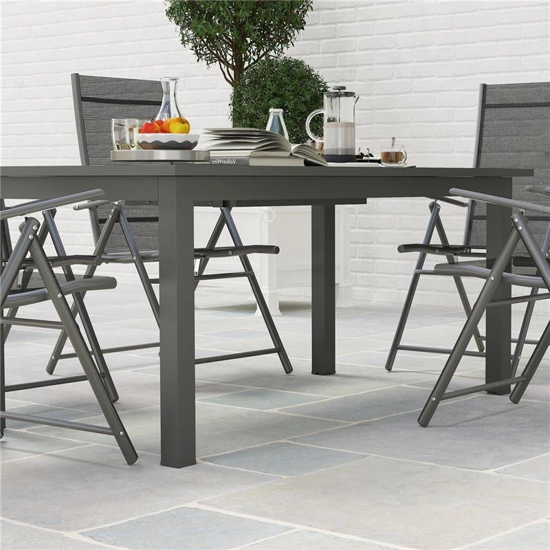 TAVOLO DA GIARDINO ALLUNGABILE DA 160-220 CM PER 6-8 PERSONE RETTANGOLARE IN ALLUMINIO, GRIGIO