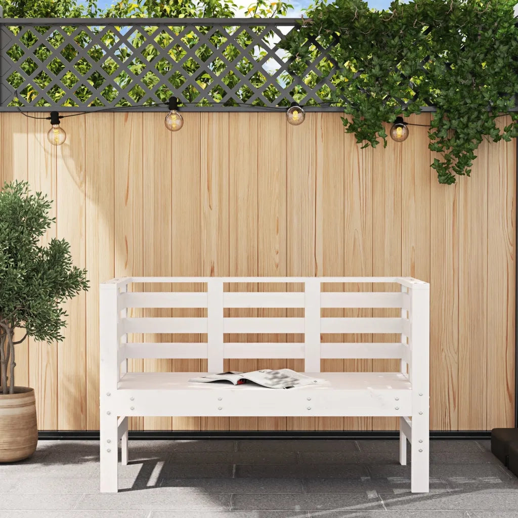 Panca da Giardino Bianca 111,5x53x71 cm Legno Massello di Pino 825136