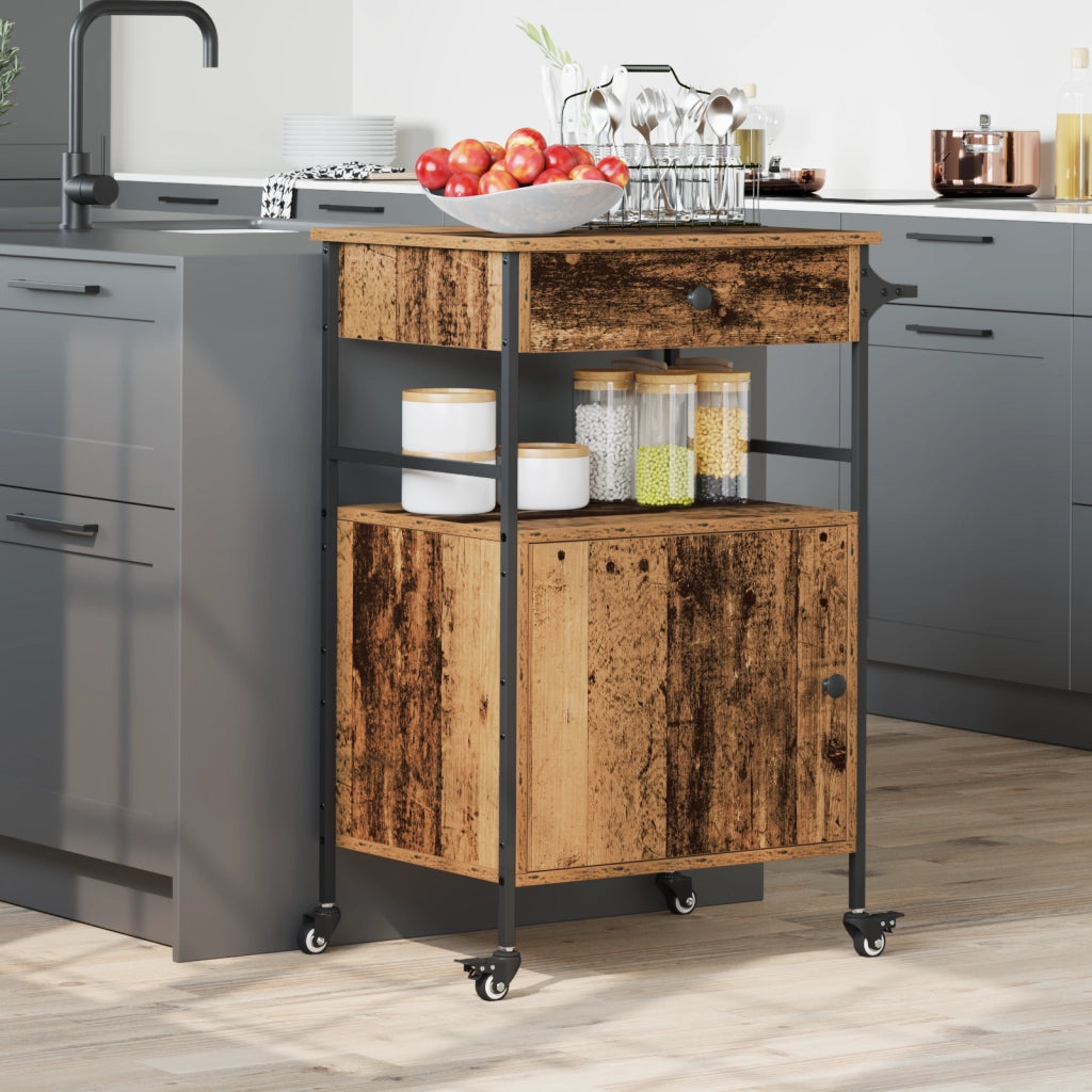 Carrello da Cucina Legno Vecchio 56x43x89,5 cm Legno Ingegnerizzato