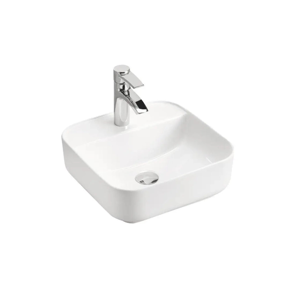 Lavabo da appoggio quadrato 40x40 cm bianco lucido in ceramica