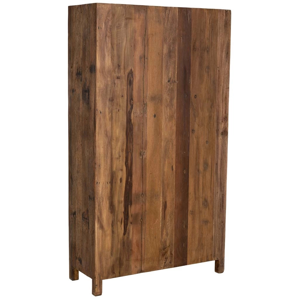 Vetrina artigianale in legno con 2 ante marrone, 100x40x180h cm