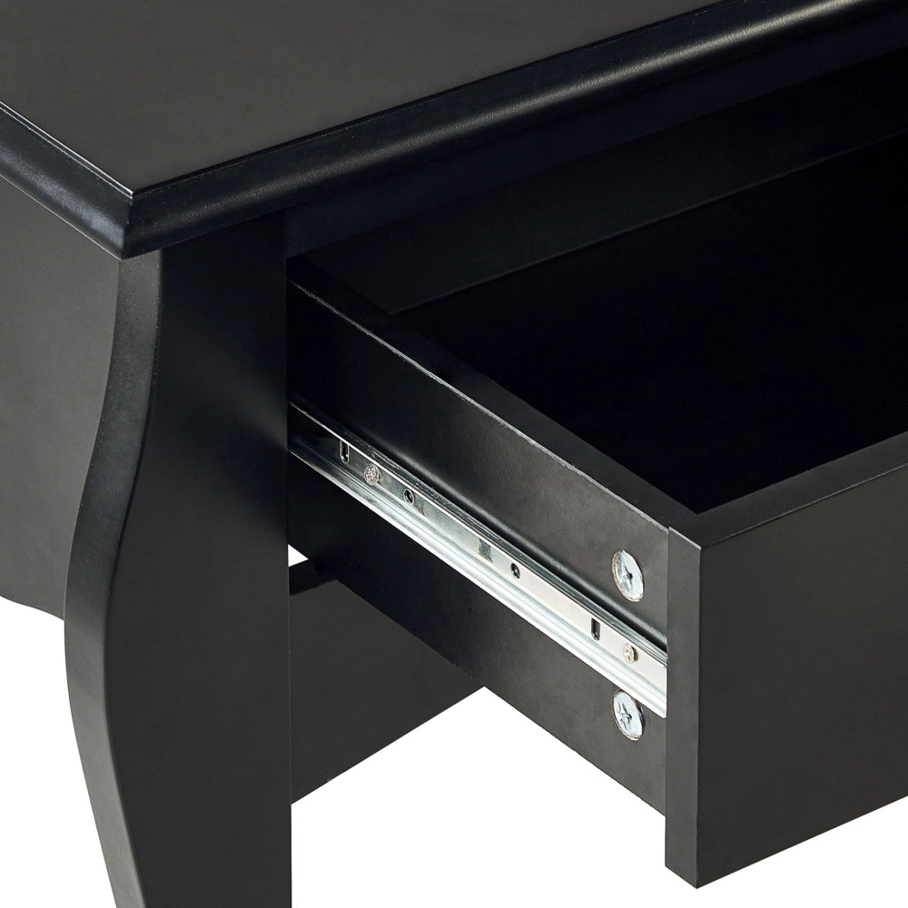 Consolle in Legno Lavorato Nero 2 Cassetti Mobili da Ingresso 100 x 35 cm Design Vintage