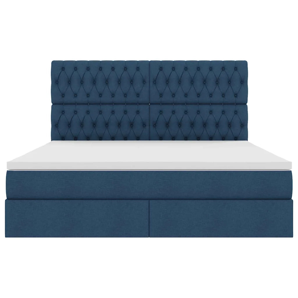 Letto con contenitore LED e materasso Blu 180 x 200 cm Tessuto