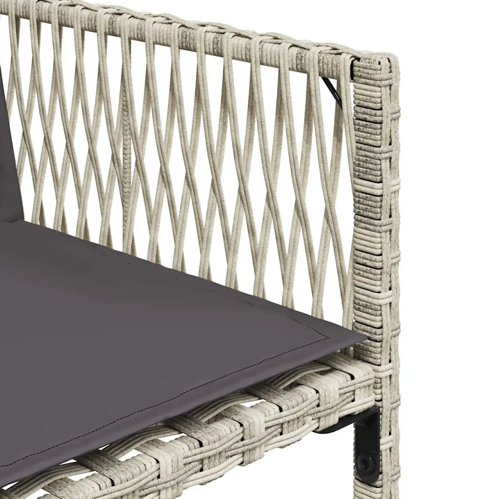 Set Pranzo da Giardino 9pz con Cuscini Grigio Chiaro Polyrattan