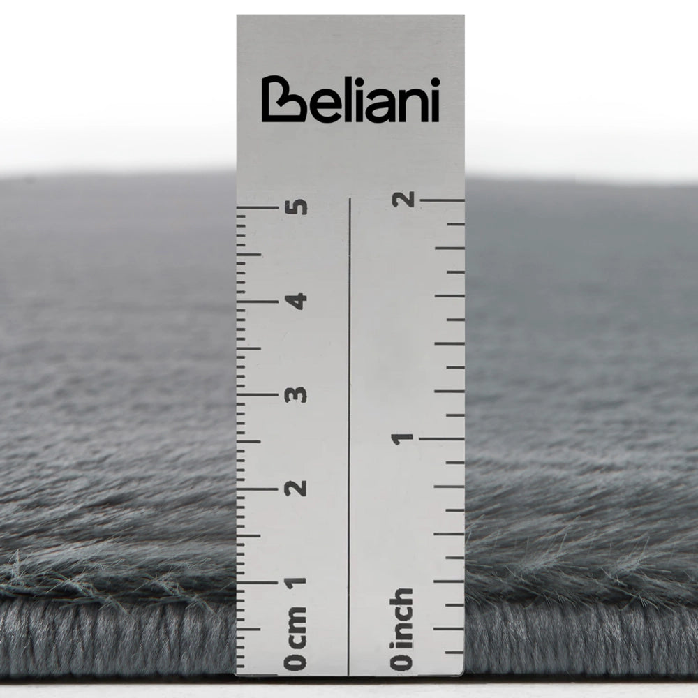 Tappeto Grigio Scuro in Ecopelliccia 80 × 300 cm a Pelo Lungo con Retro in Poliestere per Soggiorno e Corridoio Moderni