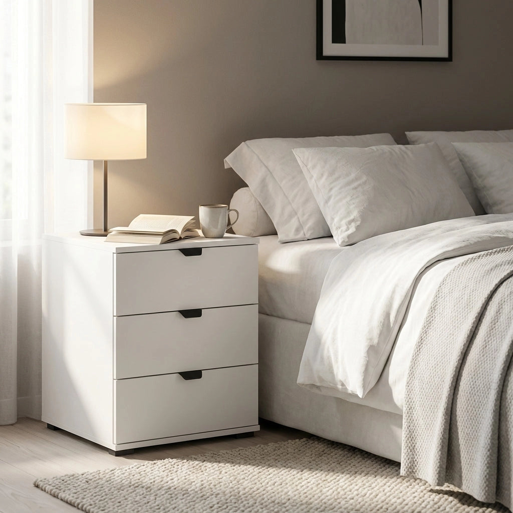 comodino moderno 3 cassetti cm 45x40x63 h - PLUS