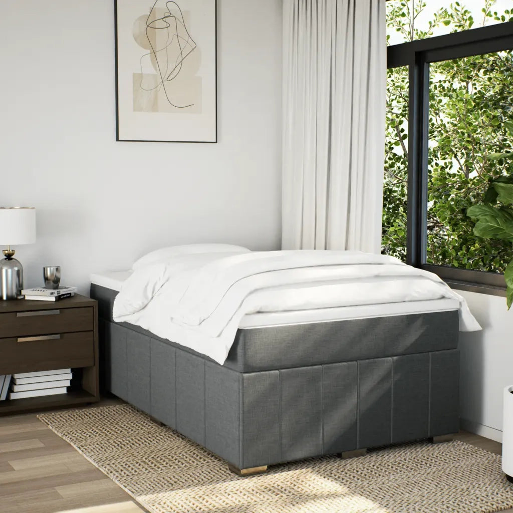 Giroletto a Molle con Materasso Grigio Scuro 120x190cm Tessuto