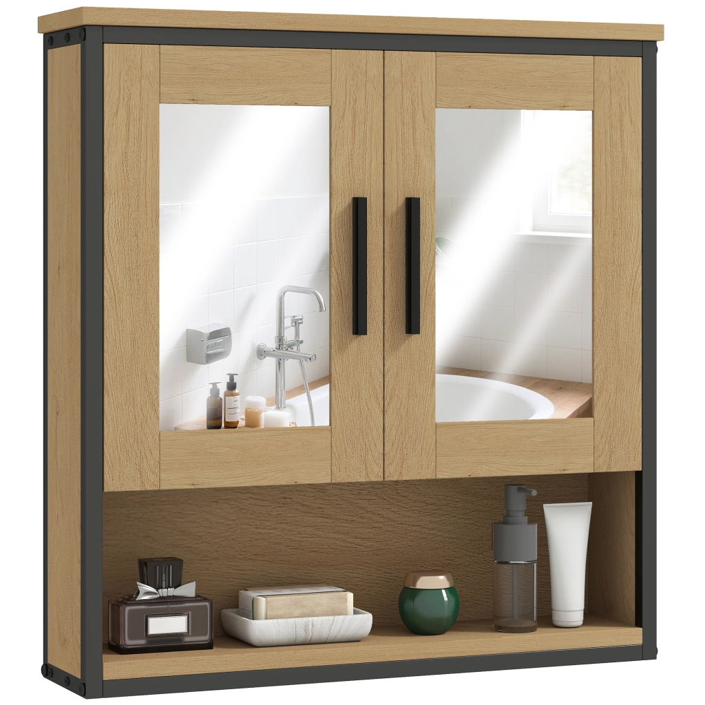 Armadio bagno specchio ripiano regolabile ¨C zephmum ¨C rovere
