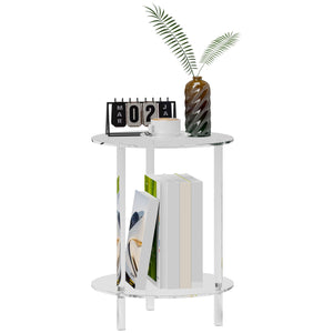 Tavolino da Soggiorno Rotondo a 2 Livelli Ø40x50 cm in Acrilico Trasparente