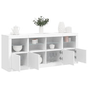 Credenza con Luci LED-Buffet-Armadio da cucina Bianca 163x37x67 cm