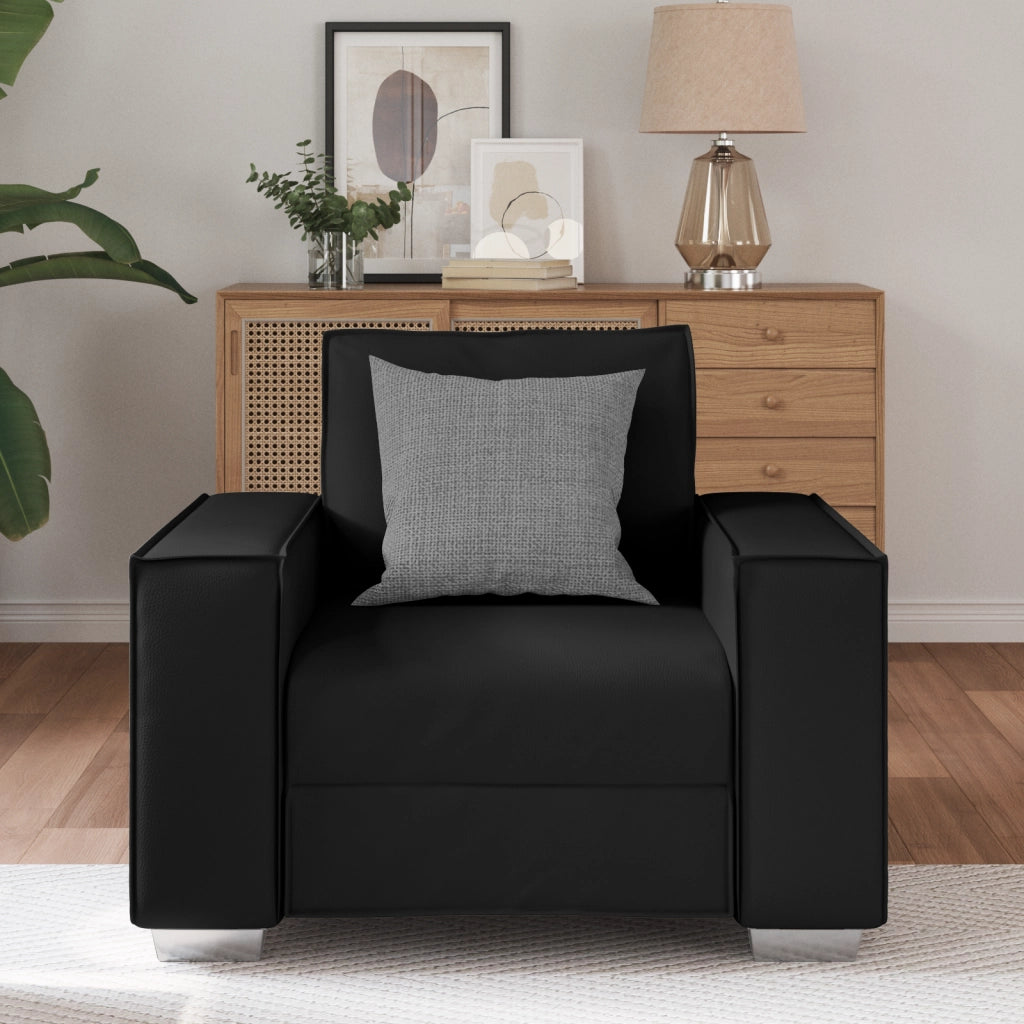 Poltrona in ecopelle nera  - 59 cm