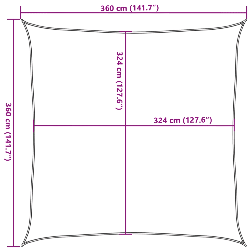 Vela Parasole 160 g/m² Quadrata Terracotta 3,6x3,6 m in HDPE 311330