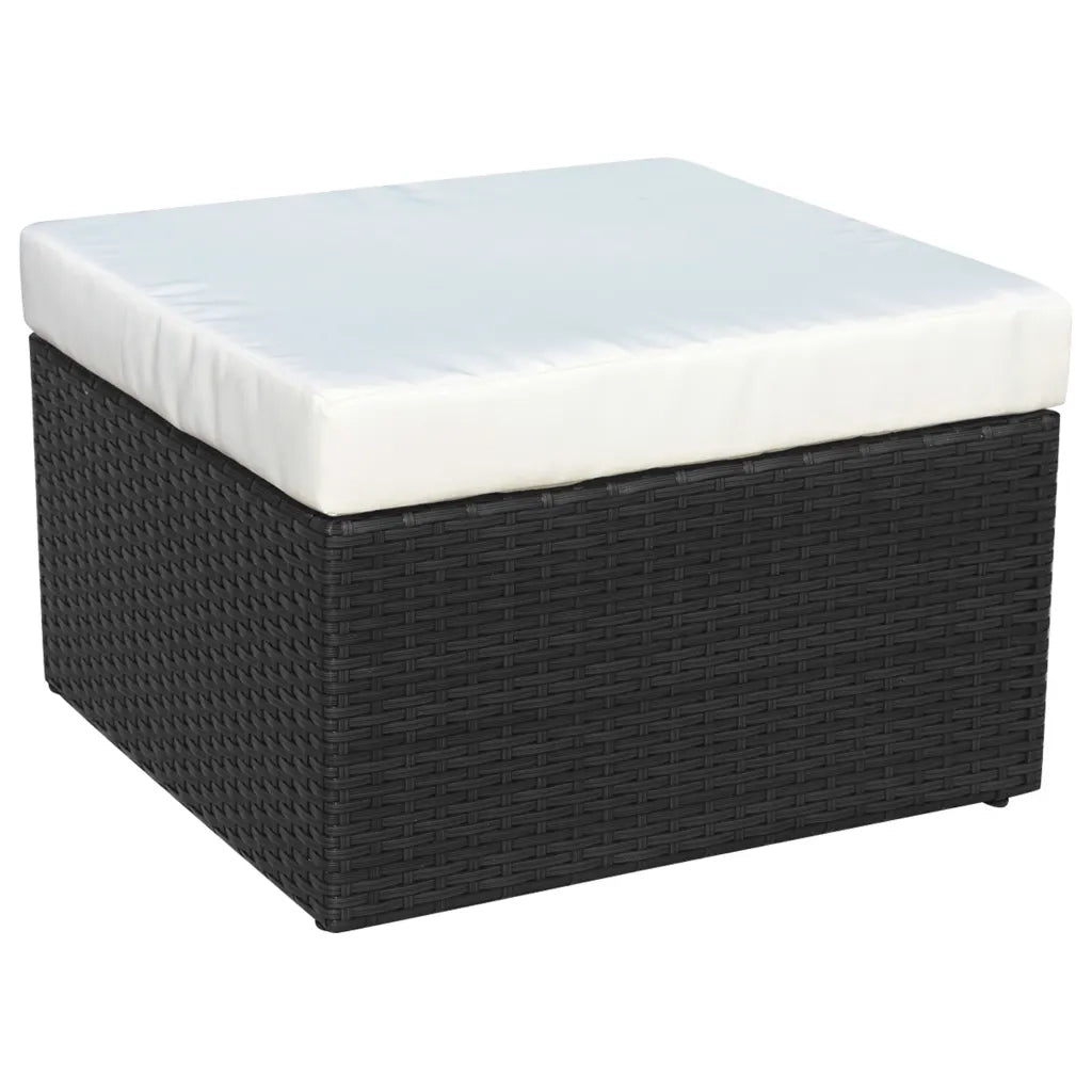 Sedia da Giardino con Poggiapiedi in Polyrattan Nero 41981