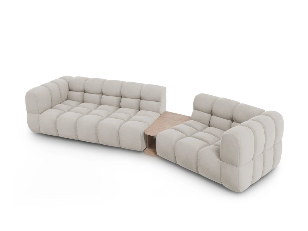Cosmopolitan Design - Divano modulare destro "Sky" 3 posti in velluto beige chiaro 