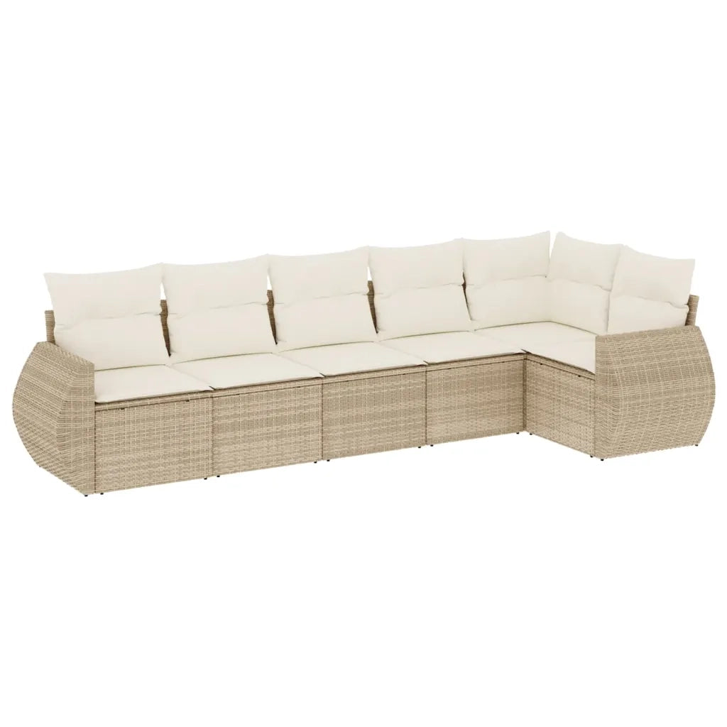 Set Divano da Giardino 6 pz con Cuscini Beige in Polyrattan 3221387