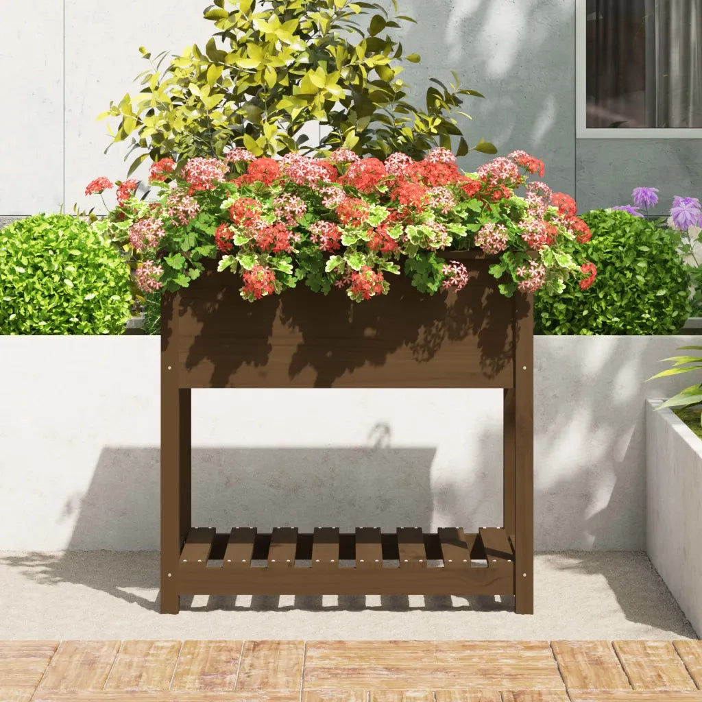 Fioriera con Mensola Miele 82,5x54x81 cm in Legno Massello Pinocod mxl 105471