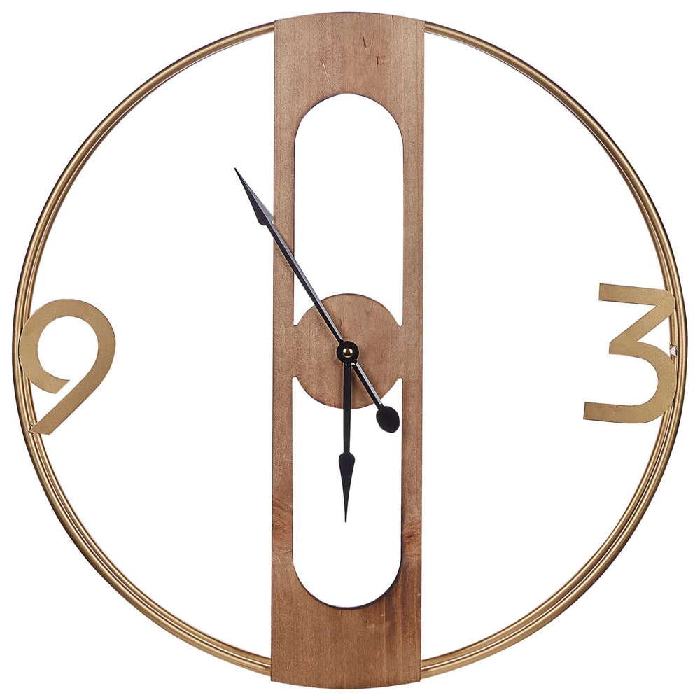 Orologio da Parete Marrone MDF ø 50 cm Effetto Legno Rustico Interni Cucina Camera da Letto Soggiorno