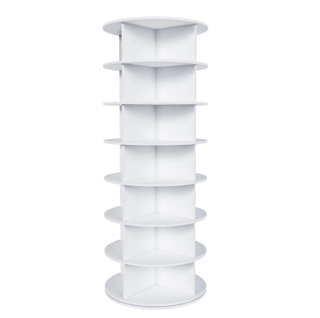 Scarpiera girevole a 7 livelli 60x60x161 cm; in PVC bianco