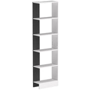 Libreria Moderna Salvaspazio 45x21x170 cm a 5 Ripiani in Legno Bianco e Nero