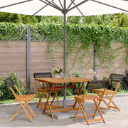 Set da Pranzo per Giardino 5pz Nero Polyrattan e Legno Massello 3281778