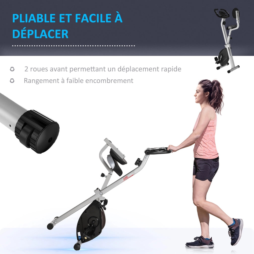 Bicicletta da camera pieghevole ¨C zephmum ¨C 8 livelli resistenza, sella regolabile, grigio