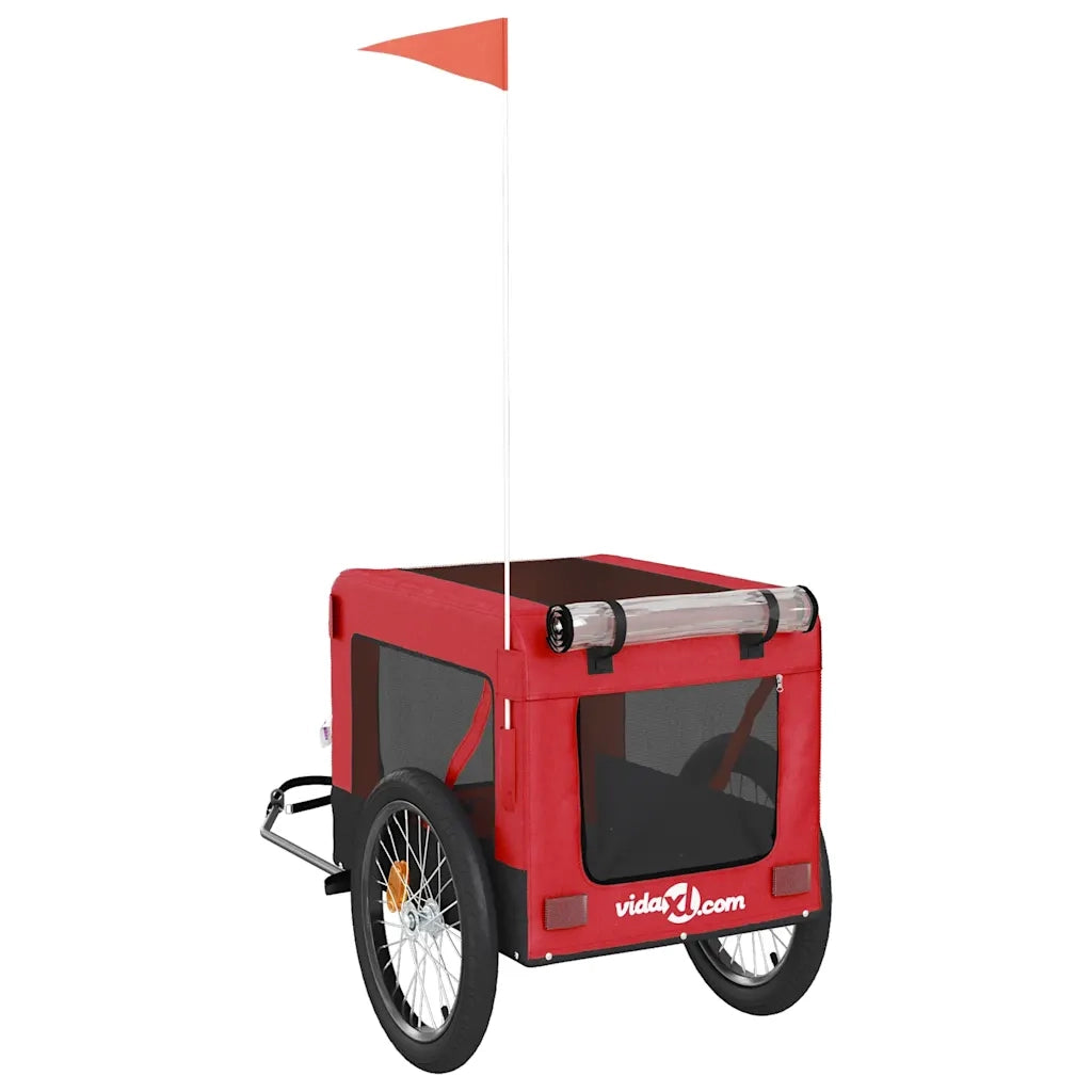 Rimorchio da Bici per Animali Rosso e Nero Oxford e Ferro CFW2033425