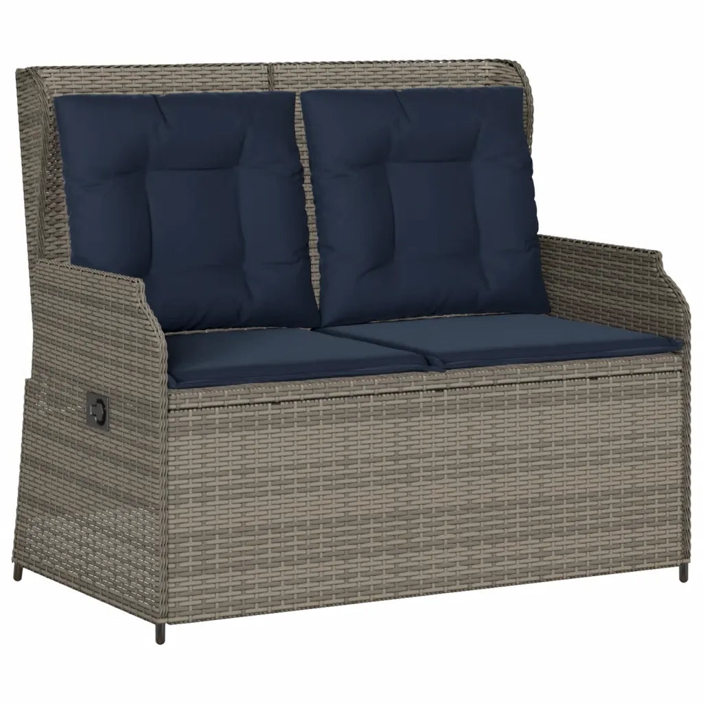 Panchina da giardino reclinabile con Cuscini in Polyrattan Grigio 368962