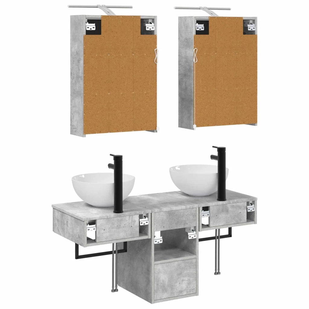 Set di Armadi da Bagno 5 pcs Grigio Cemento 43 x 16 x 62,5 cm 3406282