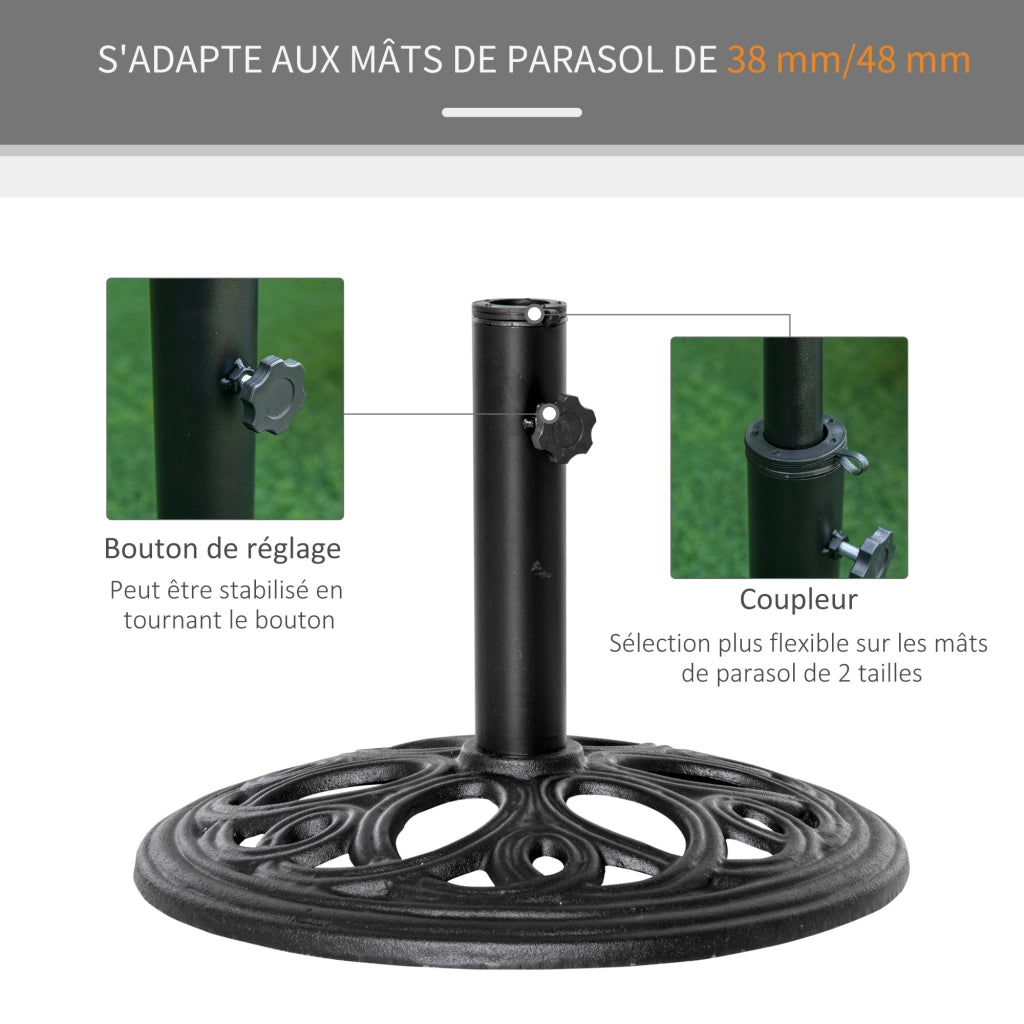 Piedistallo per parasole in ghisa ¨C zephmum ¨C nero, ? 45x33.5 cm, 11.5 kg