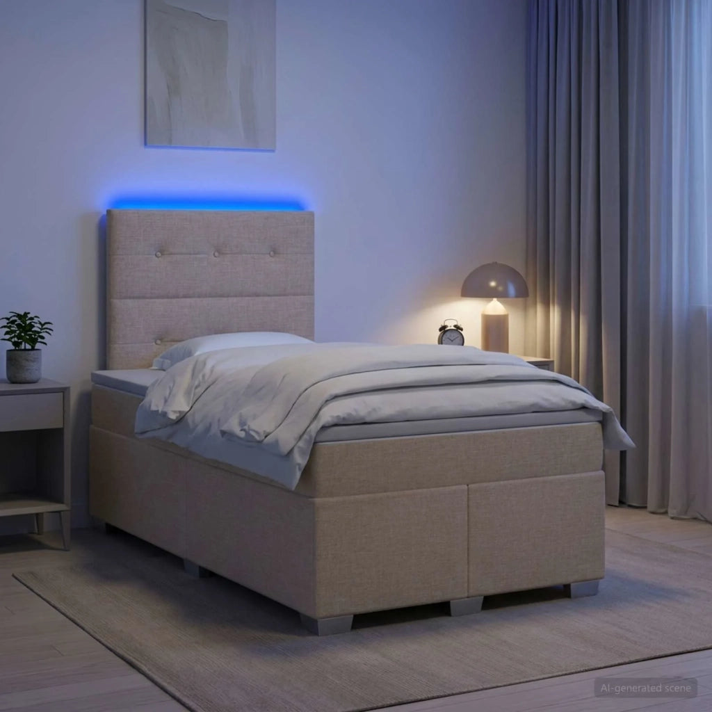 Letto box spring con materasso Crema 120 x 190 cm Tessuto 3454829