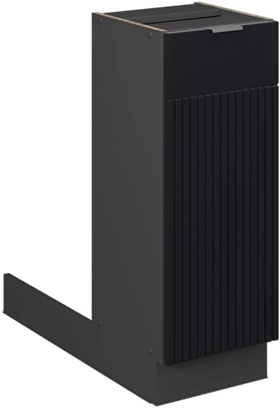 Isola cucina Fame-Line, Nero a righe, 30 cm senza piano di lavoro